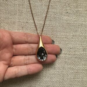 Swarovski Rose Gold Teardrop Necklace with grey crystal